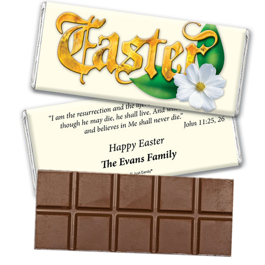 Easter Personalized Hershey's Milk Chocolate Bar Gold Easter with John 11:25