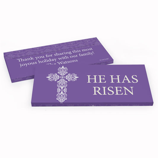 Deluxe Personalized Easter Purple Cross Candy Bar Favor Box