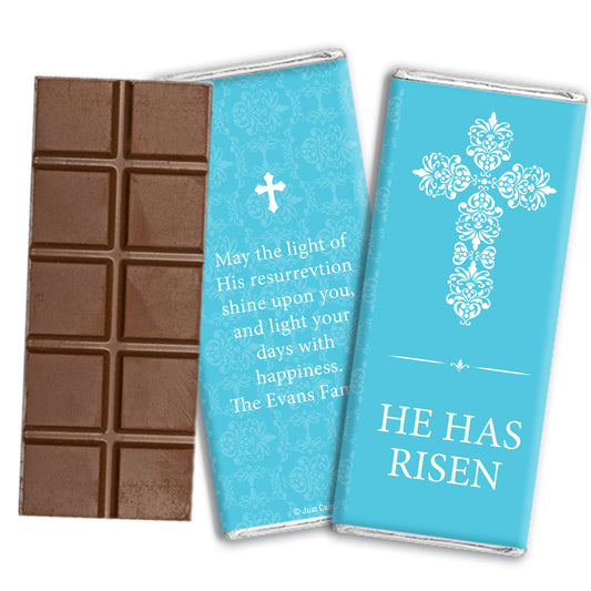 Personalized Easter Blue Cross Hershey's Milk Chocolate Bar & Wrapper