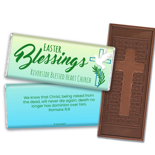 Easter Personalized Belgian Embossed Cross Milk Chocolate Bar - Easter Blessings
