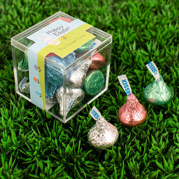 Personalized Easter Bunny and Chick Peeps JUST CANDY favor cube with Hershey's Kisses