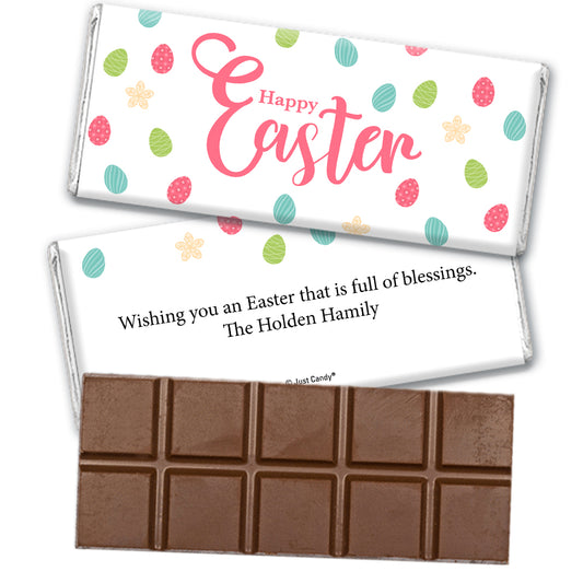 Personalized Easter Eggs & Flowers Hershey's Milk Chocolate Bar & Wrapper