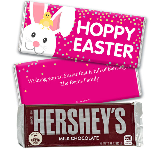 Personalized Easter Pink Chick Hershey's Milk Chocolate Bar & Wrapper