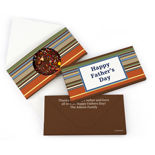 Personalized Father's Day Stripe Pattern Gourmet Infused Belgian Chocolate Bars (3.5oz)