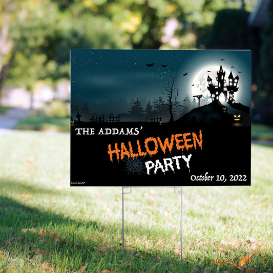 Personalized Halloween Yard Sign and Stake - Haunted House Party