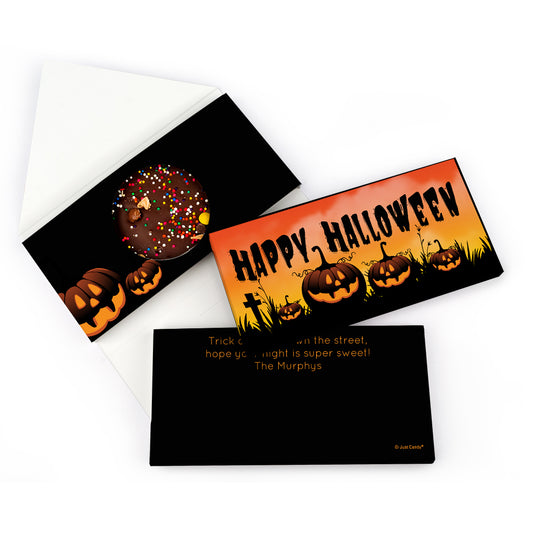 Personalized Halloween Jack-O'-Lanterns Bar Gourmet Infused Belgian Chocolate Bars (3.5oz)