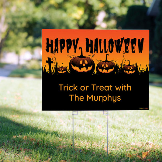 Personalized Halloween Jack O' Lanterns Yard Sign and Stake