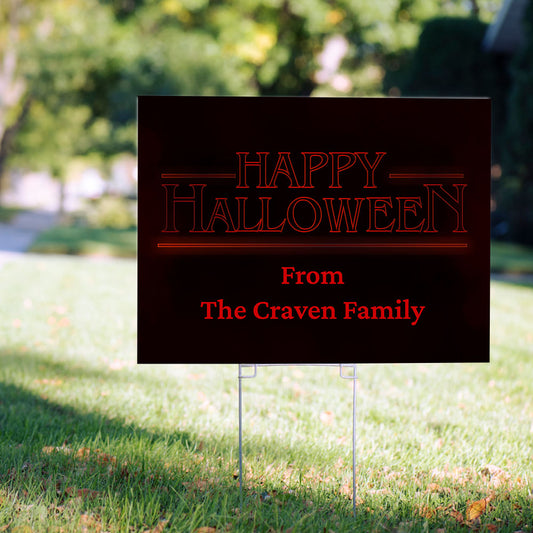 Personalized A Stranger Halloween Yard Sign and Stake