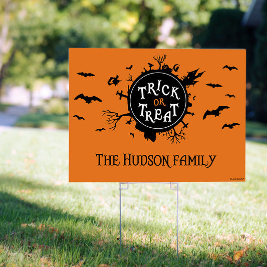 Personalized Halloween Trick or Treat Yard Sign and Stake