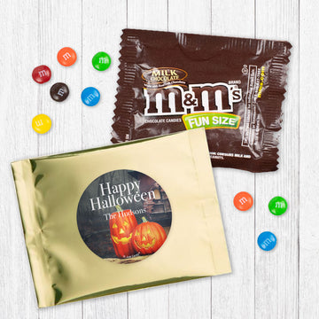 Personalized Halloween Pumpkin Greetings Candy Favor Bag - M&Ms or Skittles