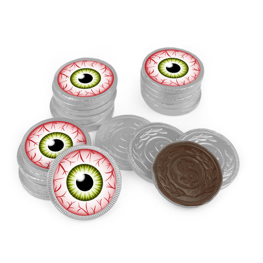 Halloween Eyeball Chocolate Coins with Stickers
