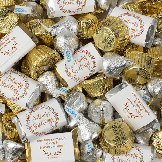 Autumn Greetings Mix Hershey's Miniatures, Kisses, and Reese's Peanut Butter Cups