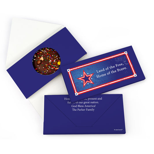 Personalized Patriotic Themed Star Gourmet Infused Belgian Chocolate Bars (3.5oz)