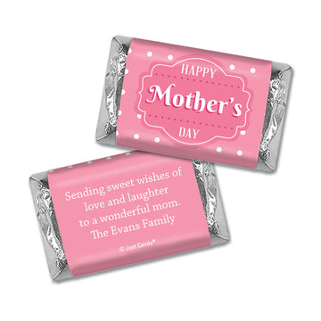 Mother's Day Personalized Hershey's Miniatures Wrappers Tiny Polka Dots and Pink