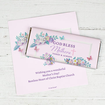 Mother's Day Personalized Chocolate Bar Wrappers Only (6 Wrappers Per Sheet) - God Bless Mothers
