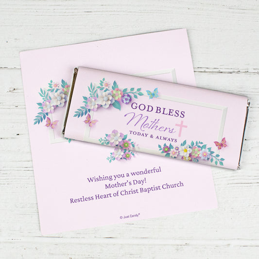 Mother's Day Personalized Chocolate Bar Wrappers Only (6 Wrappers Per Sheet) - God Bless Mothers