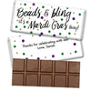 Personalized Mardi Gras Beads & Bling Hershey's Milk Chocolate Bar & Wrapper