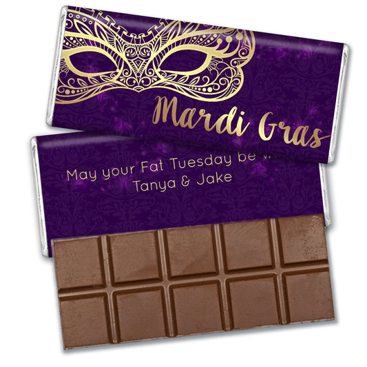 Personalized Mardi Gras Golden Elegance Hershey's Milk Chocolate Bar & Wrapper
