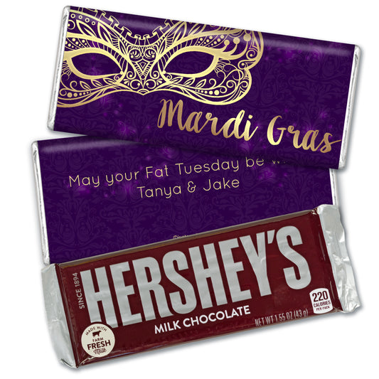Personalized Mardi Gras Golden Elegance Hershey's Milk Chocolate Bar & Wrapper