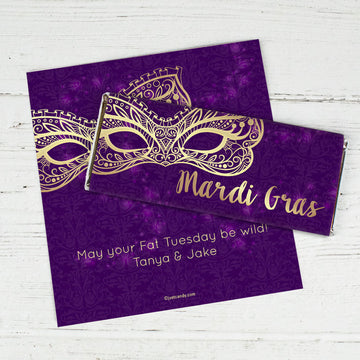 Personalized Mardi Gras Golden Elegance Chocolate Bar Wrappers Only