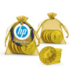Personalized Mardi Gras Add Your Logo Chocolate Coins in XS Organza Bags with Gift Tag