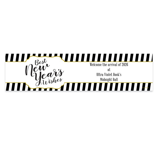 Personalized New Year's Eve Stripes 5 Ft. Banner