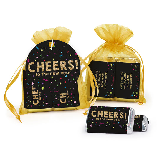 New Year's Eve Personalized Hershey's Miniatures Organza Bag Favor - Cheers to the New Year