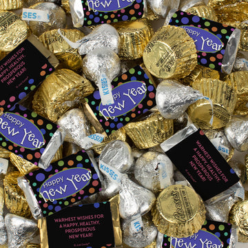 Holiday Happy New Year's Eve Hershey's Chocolate Candy Mix - Kisses, Reese's, and Hershey's Miniatures