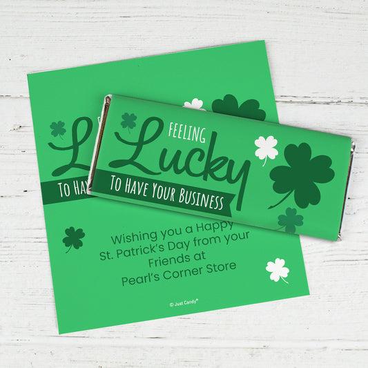 St. Patrick's Day Personalized Chocolate Bar Wrappers Only (6 Wrappers Per Sheet) - Feeling Lucky