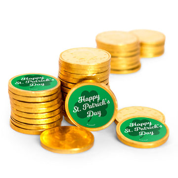 St. Patrick's Day Clover Chocolate Coins with Stickers