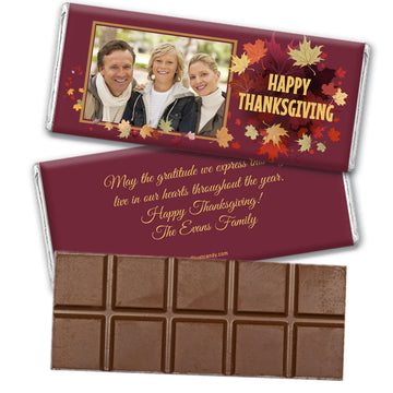 Thanksgiving Personalized Hershey's Milk Chocolate Bar Falling Leaves with Photo