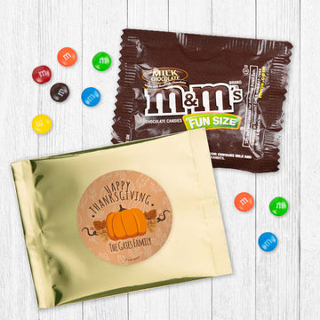 Personalized Thanksgiving Pumpkin Patch Candy Favor Bag - M&Ms or Skittles