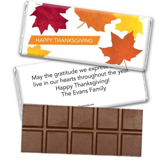 Thanksgiving Personalized Hershey's Milk Chocolate Bar Fall Leaves