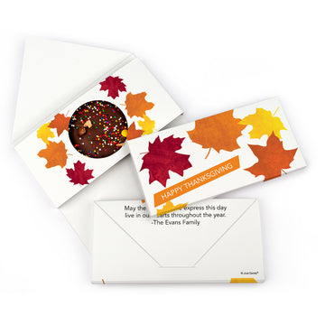 Personalized Thanksgiving Paper Leaves Gourmet Infused Belgian Chocolate Bars (3.5oz)