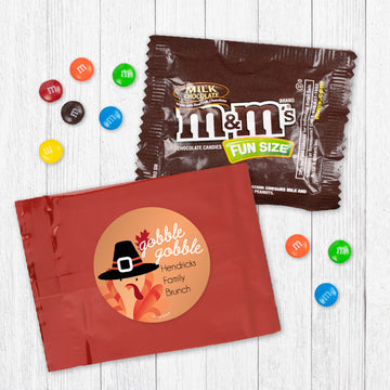Personalized Thanksgiving Gobble Gobble Candy Favor Bag - M&Ms or Skittles