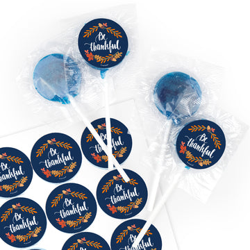 DIY Fall Thanksgiving Stickers & Lollipop (130ct) - Be Thankful