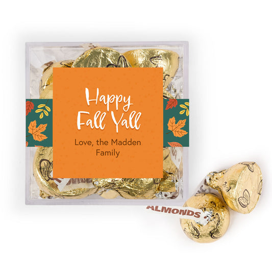Personalized Thanksgiving Happy Fall Yall Favor Cube with Hershey's Kisses