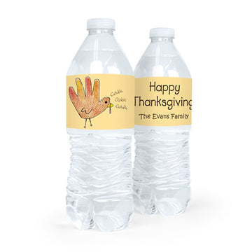 Personalized Thanksgiving Child's Handprint Water Bottle Labels (5 Labels)