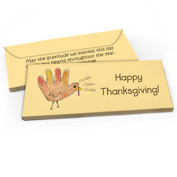 Deluxe Personalized Thanksgiving Handprint Turkey Candy Bar Favor Box