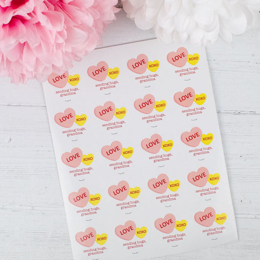 Personalized Valentine's Day 2" Stickers - Love Conversation Hearts