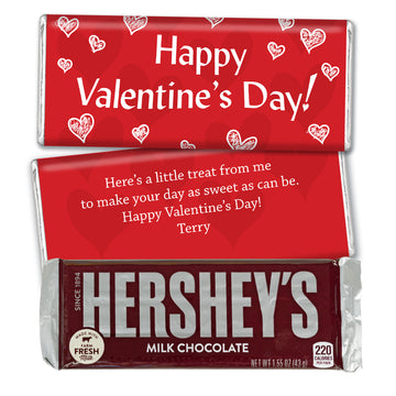 Valentine's Day Personalized Hershey's Milk Chocolate Bar Heart Confetti