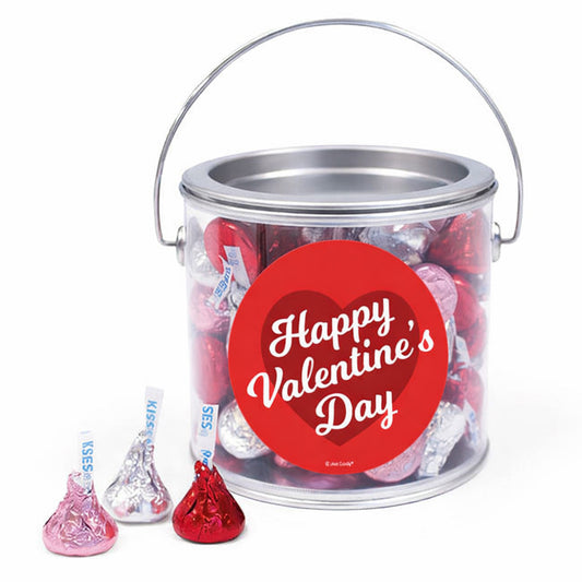 Happy Valentine's Day Script Heart Hershey's Kisses Red Paint Can
