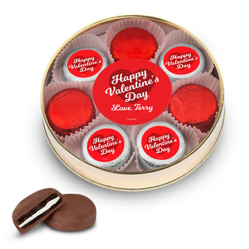 Personalized Valentine's Day Script Heart Chocolate Covered Oreo Cookies Gift Tin