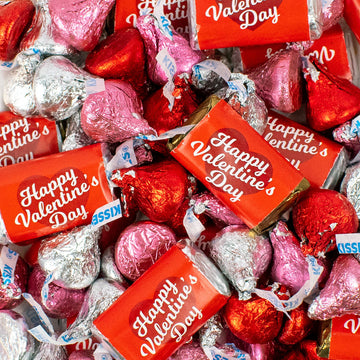 Valentine's Day Script Heart - Hershey's Miniatures and Kisses 1.52lb Bag - 124 Pieces