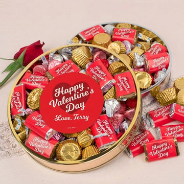 Personalized Valentine's Day Script Gift Tin with Hershey's Mix