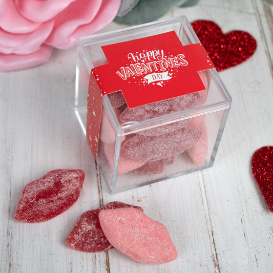 Valentine's Day Hearts and Hugs JUST CANDY® favor cube with Jelly Belly Smoochi Lips