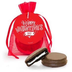 Personalized Valentine's Day Hearts and Hugs Milk Chocolate Covered Oreo in Organza Bags with Gift Tag