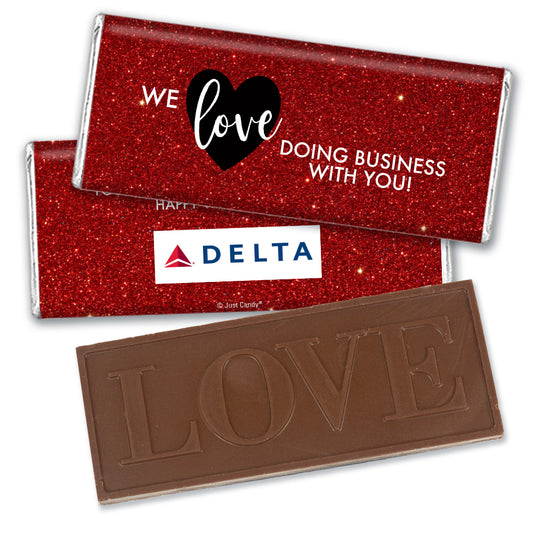 Valentine's Day Personalized Love Embossed Belgian Milk Chocolate Bar - We Love Doing Business with You