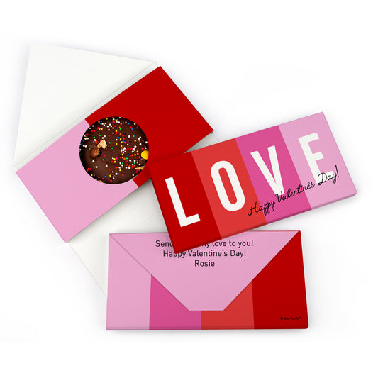 Personalized Valentine's Day Color Block Love Gourmet Infused Belgian Chocolate Bars (3.5oz)