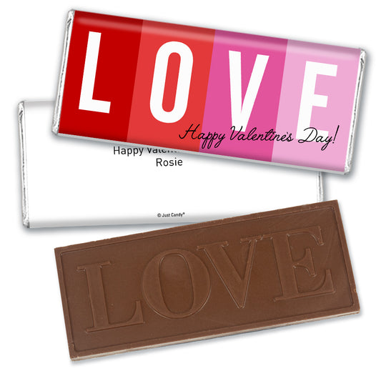 Valentine's Day Personalized Love Embossed Belgian Milk Chocolate Bar - Love Blocks